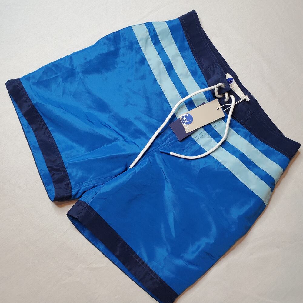 Boden Men's Size 30 NWT Stripe Detail Swimshorts Mesh Lined Blues Multi